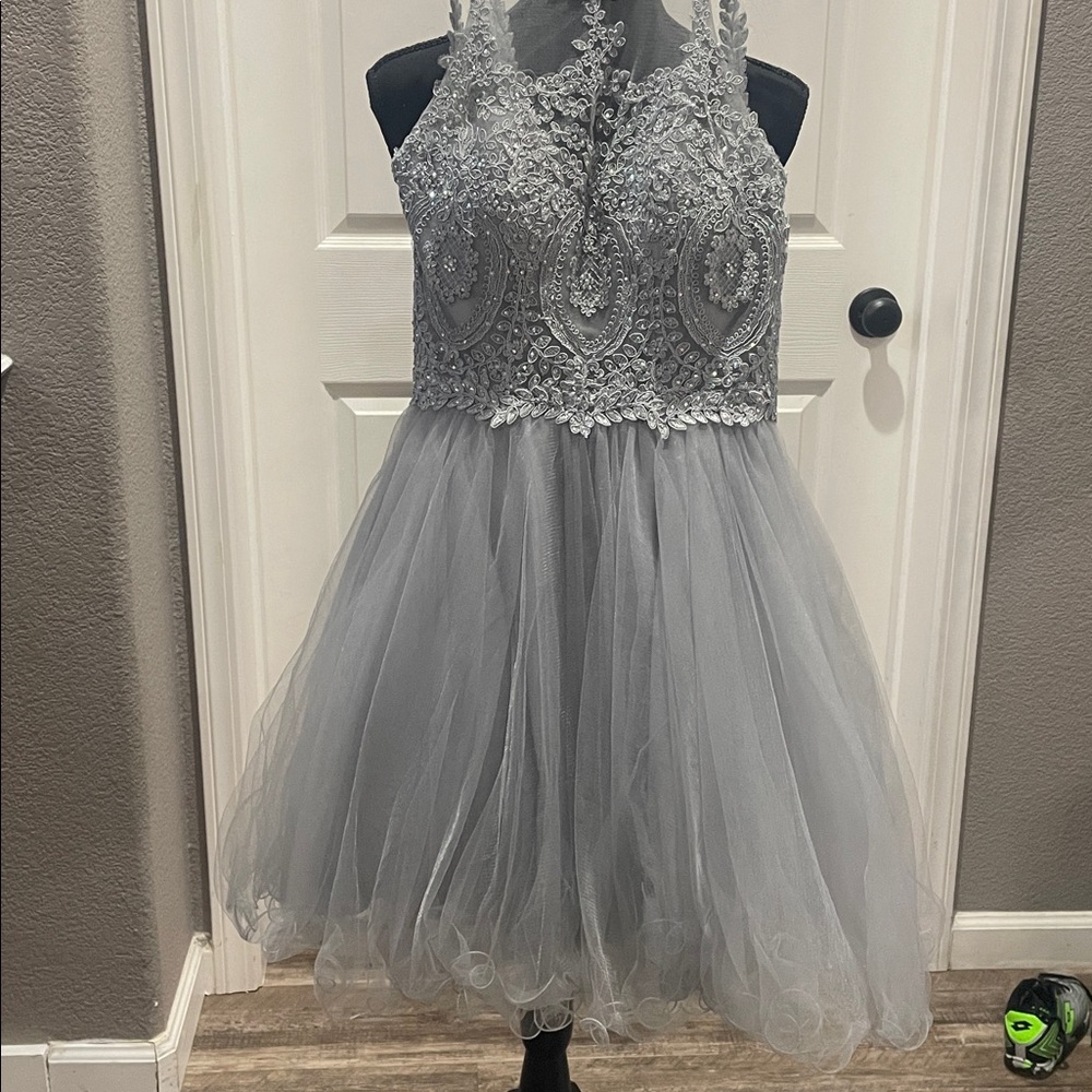 Dancing Queen Silver Satin Dress